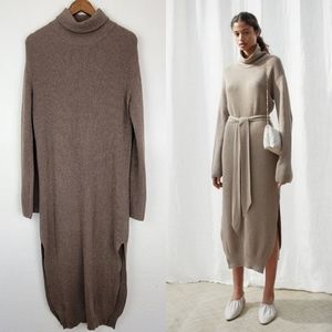 Nanushka Canaan Turtleneck Dress W/O Belt Brown Taupe Small